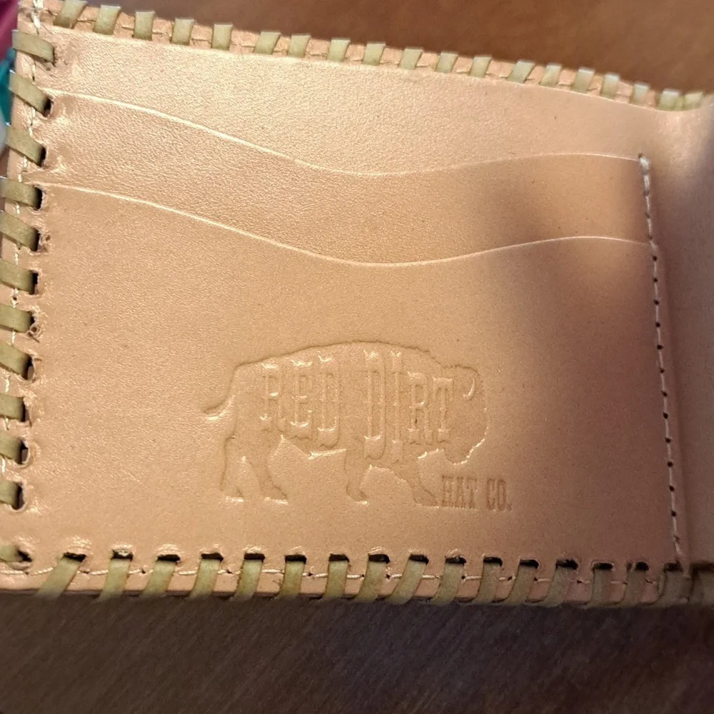 Red Dirt Zhat Woven Leather Money Clip - Tan and Black